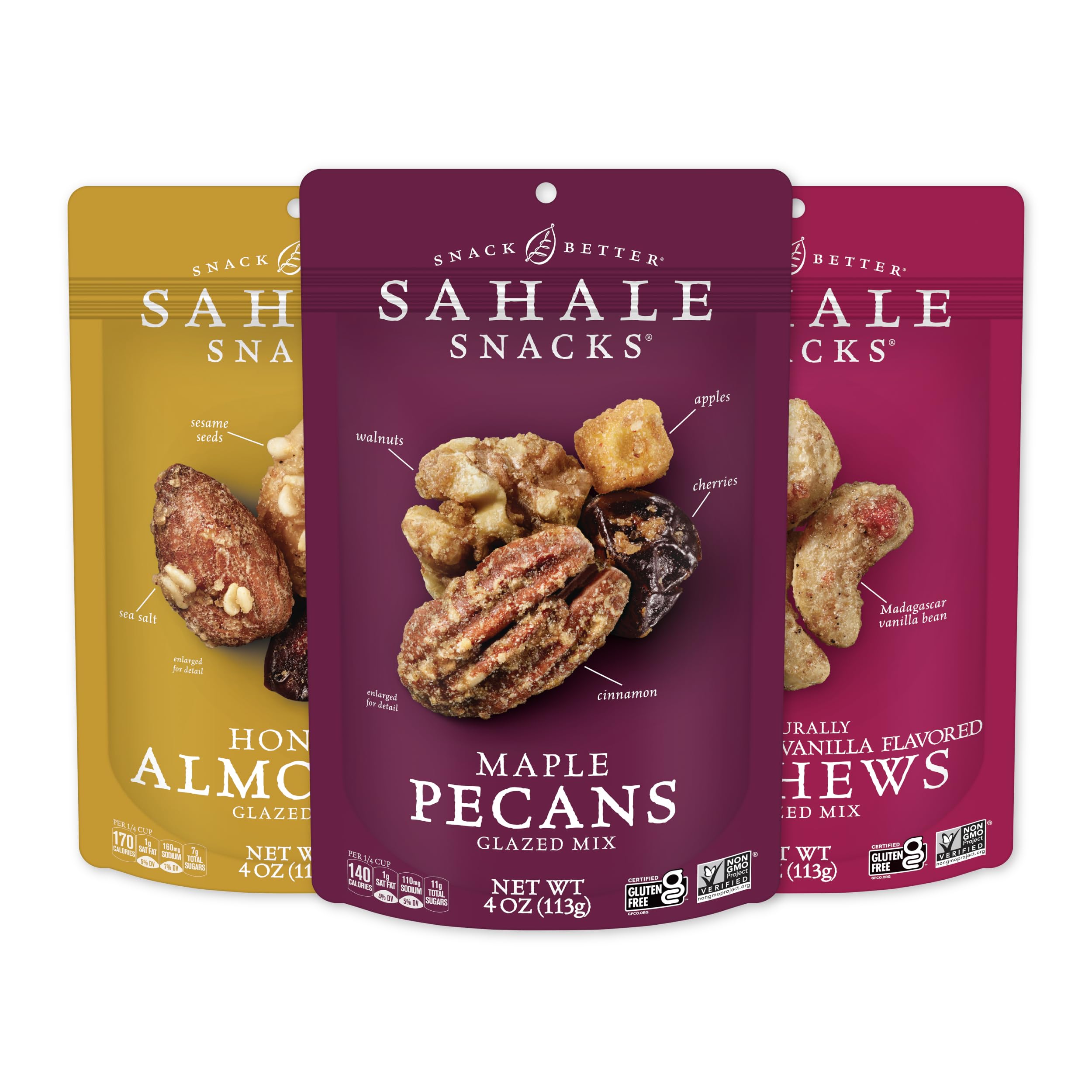 Sahale Snacks glazed nut mix maple pecans, rich and crunchy, ideal for on-the-go snacking.