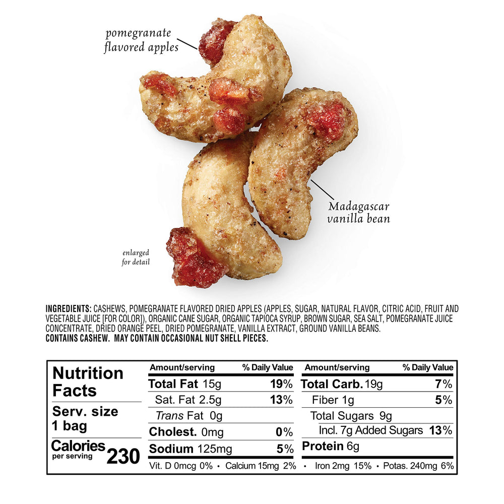 Glazed nuts with apple-pomegranate detail from Sahale Snacks
