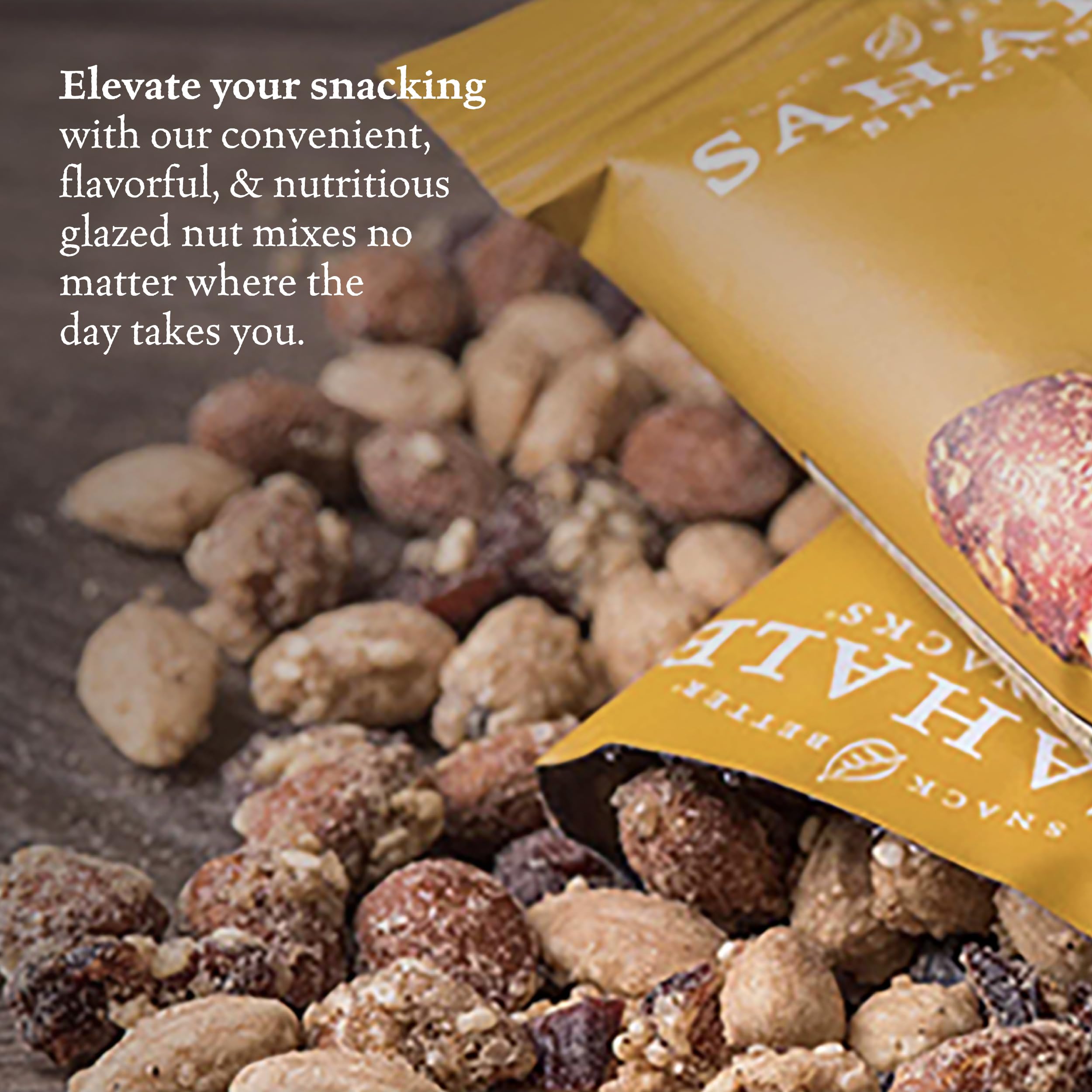 Sahale Snacks Honey Almonds Glazed Mix resealable pouch showing freshness