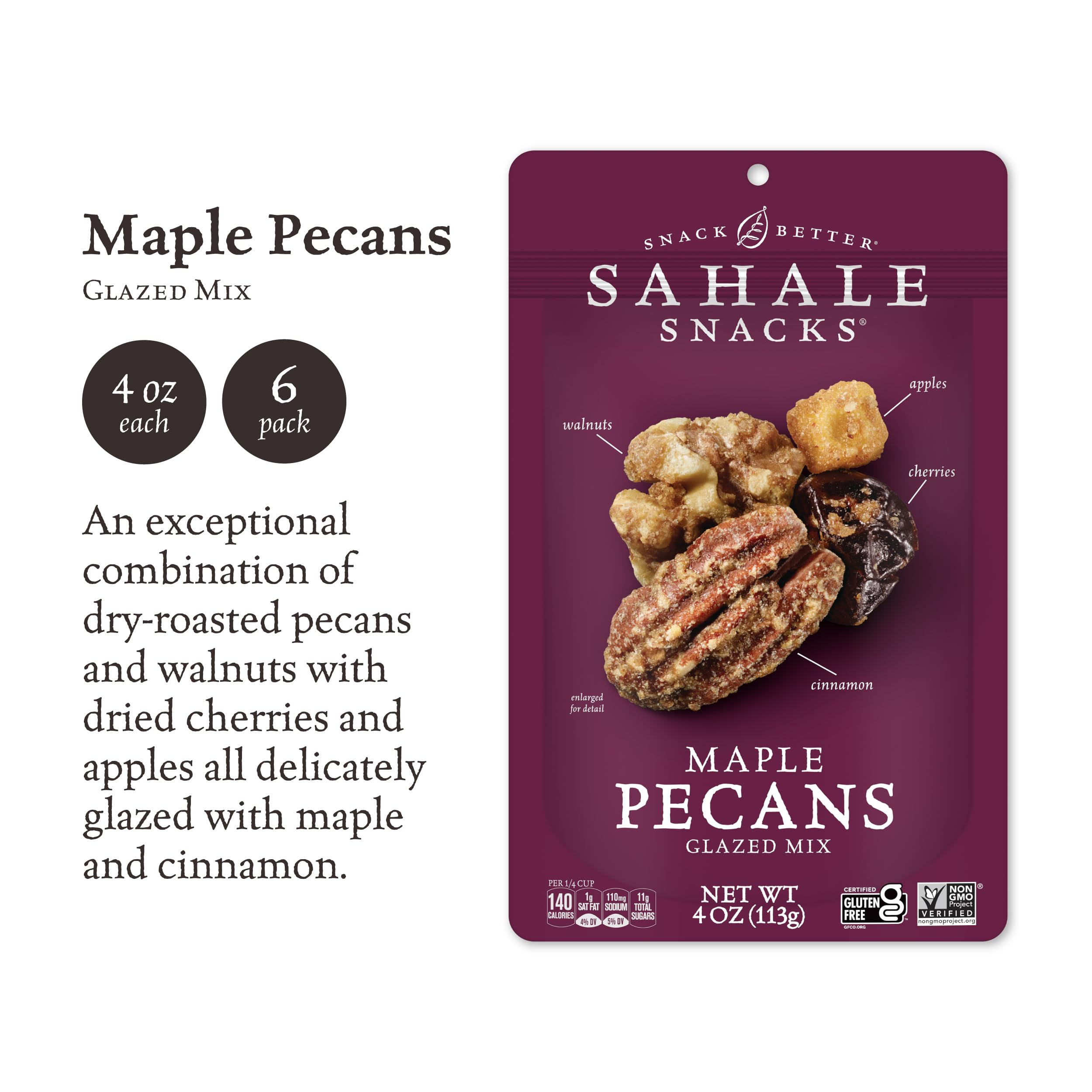 Sahale Snacks non-GMO kosher gluten-free badge visible