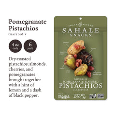 Sahale Snacks Pomegranate Flavored Pistachios Glazed Mix close-up, vibrant nuts and fruit