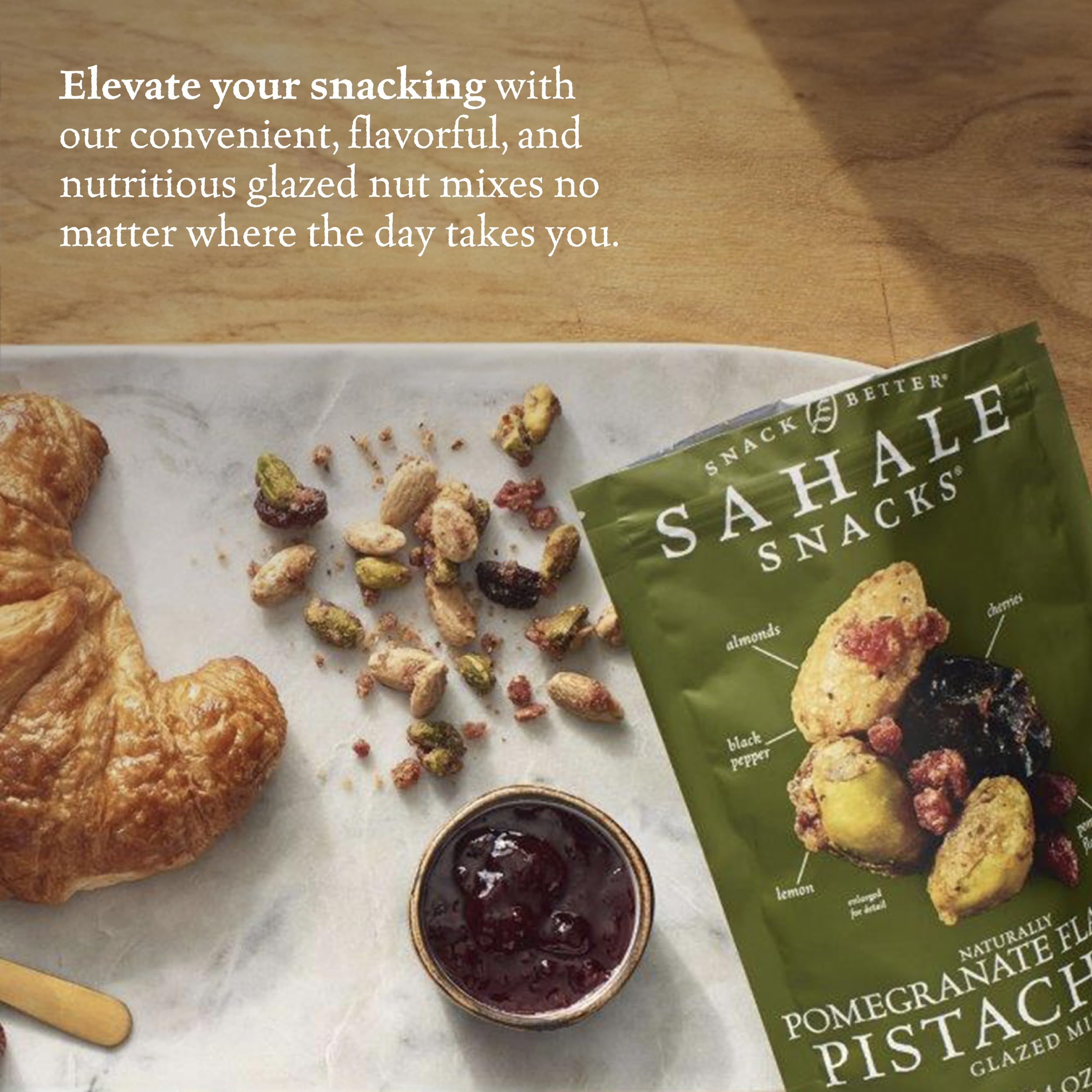 Sahale Snacks Pomegranate Flavored Pistachios Glazed Mix glaze texture highlights balanced flavor
