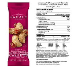 Sahale Snacks pomegranate-vanilla cashews glazed, the 3-pack ready for on-the-go enjoyment.