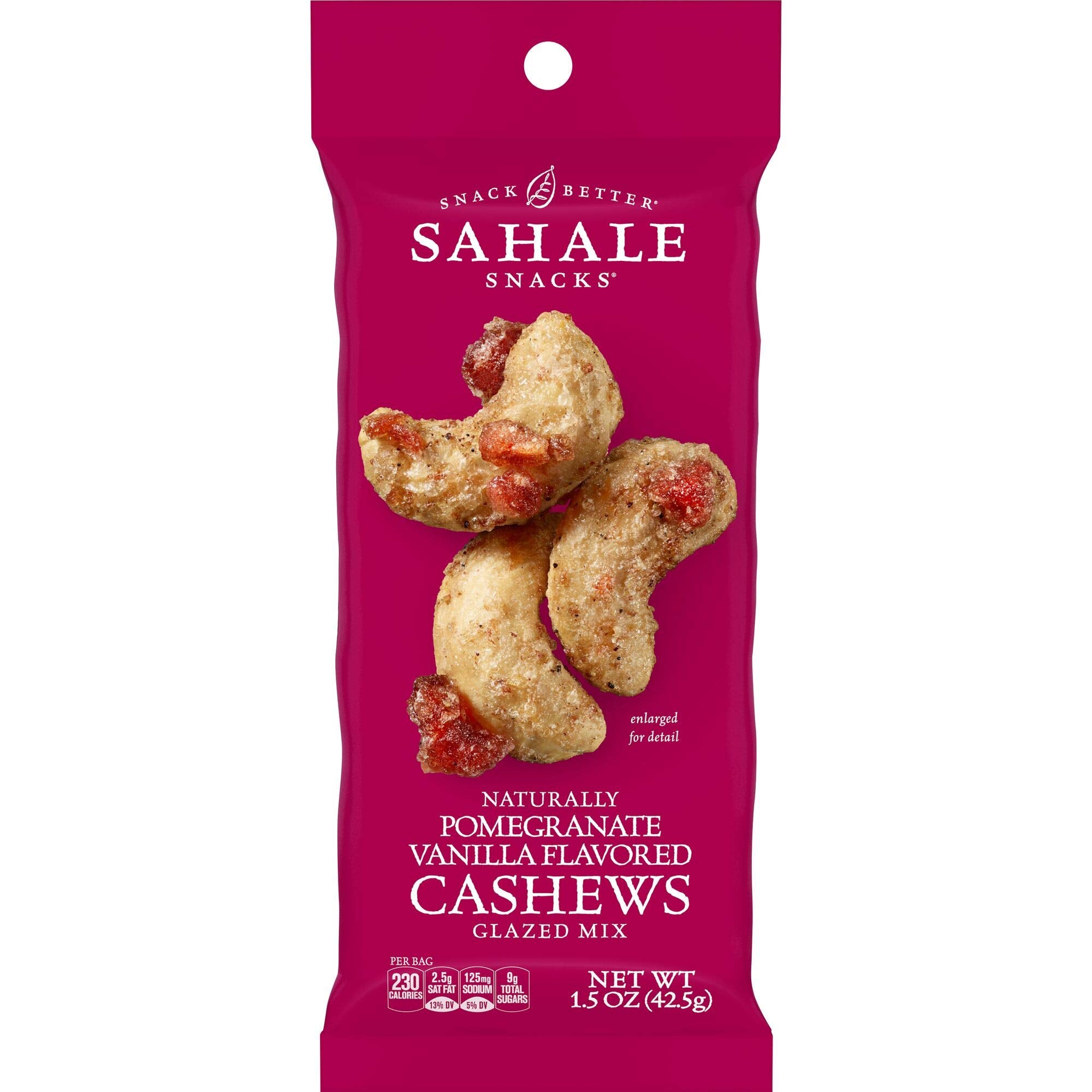 Sahale Snacks Pomegranate Vanilla Cashews 1.5 oz pouch for on-the-go snacking
