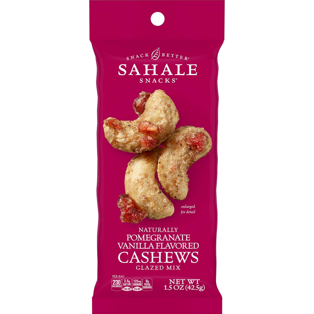 Sahale Snacks Pomegranate Vanilla Cashews 1.5 oz pouch for on-the-go snacking