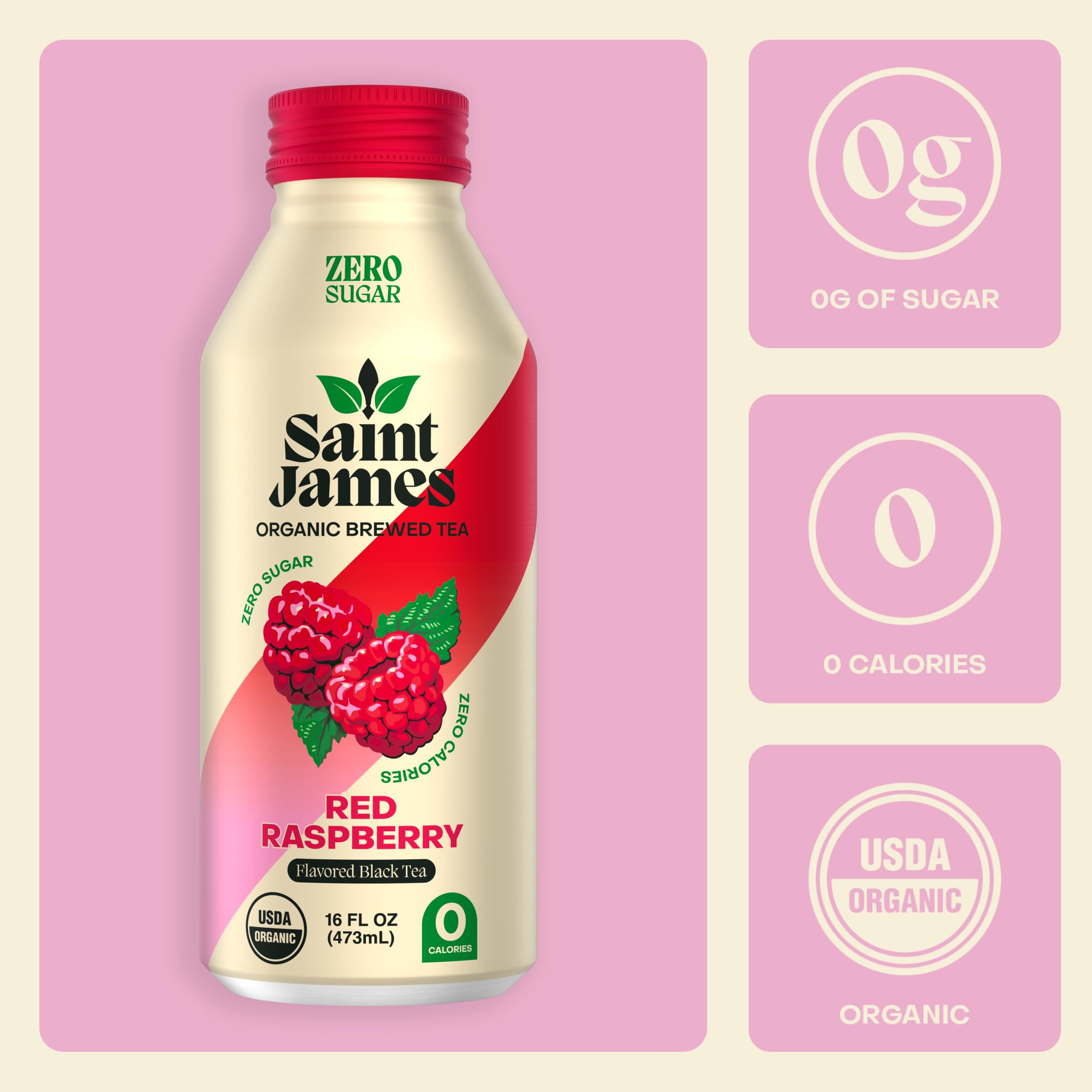 Saint James Iced Tea aluminum packaging showcases sustainable design while preserving flavor.