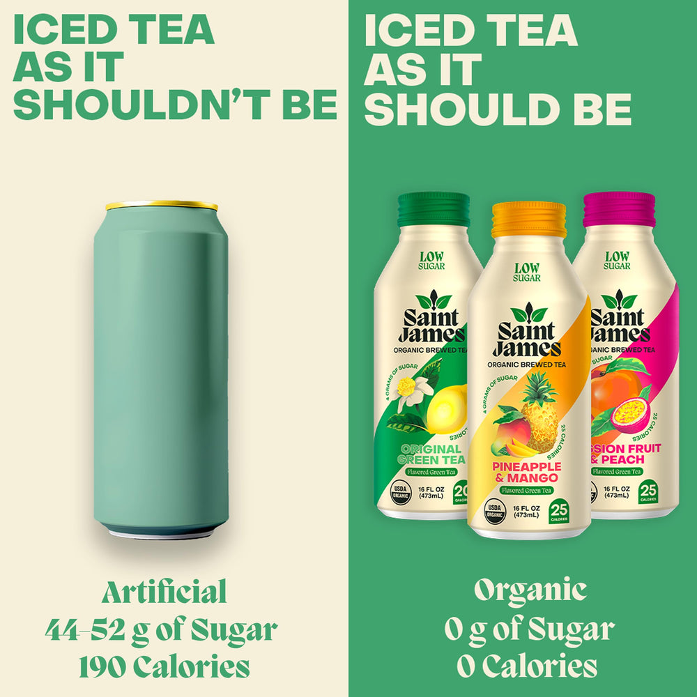 Saint James Iced Tea organic ingredients closeup—purity without artificial additives.