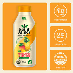 Saint James Iced Tea pineapple mango sip showcases tropical flavor and versatility.