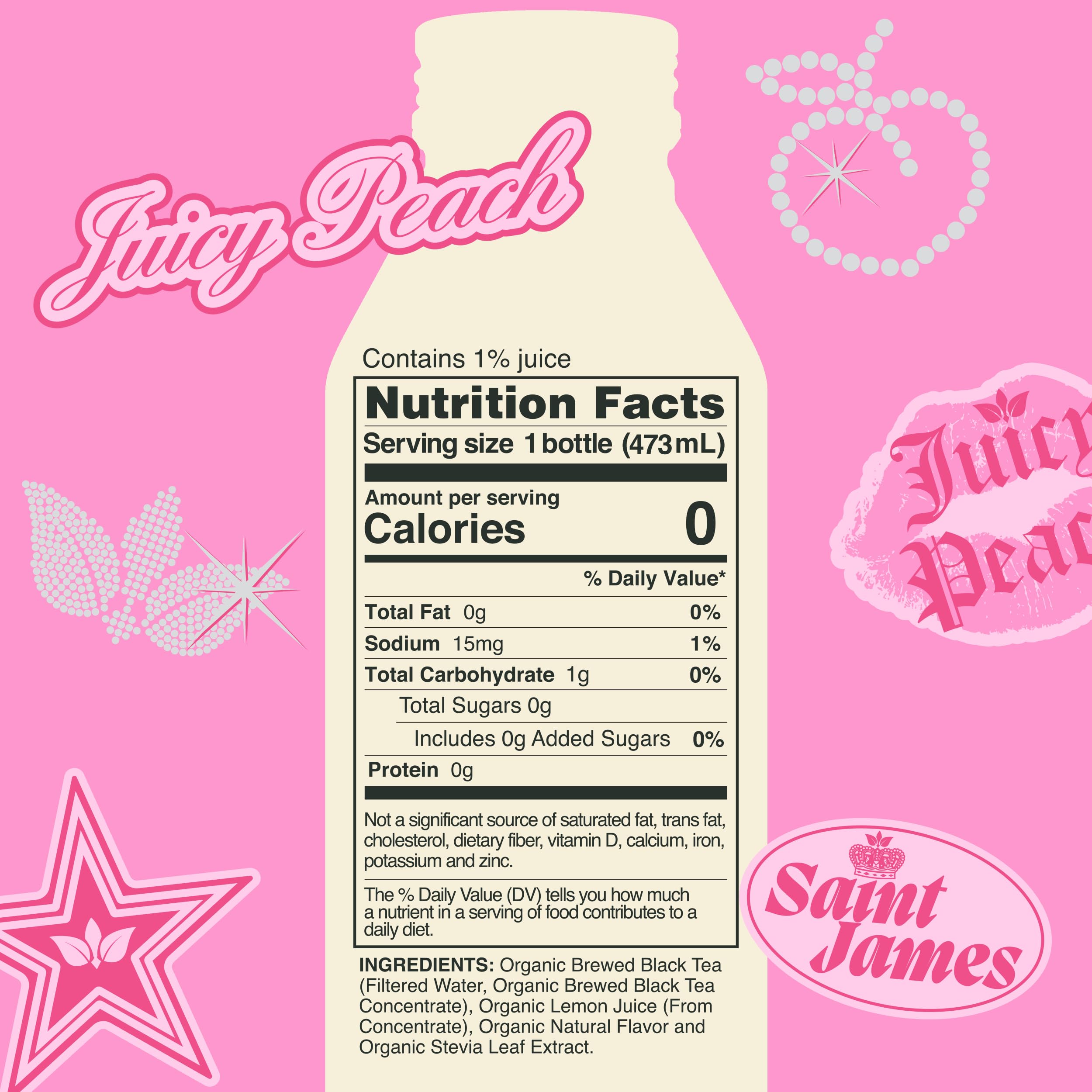 Saint James Juicy Couture Juicy Peach can, chilled and ready to sip.