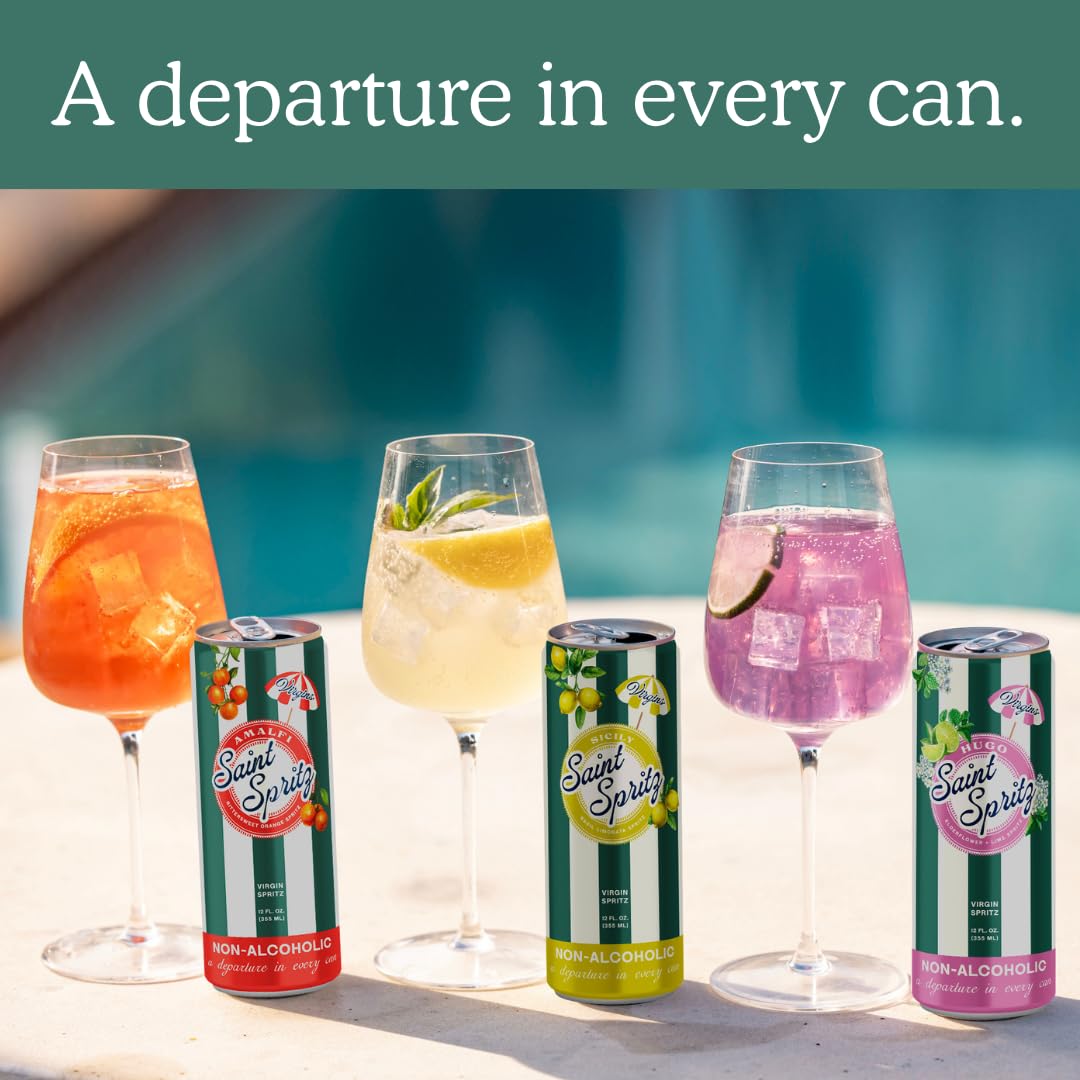 Saint Spritz Virgins variety-pack display invites sharing and gifting among friends and family.