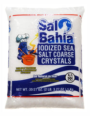 Sal Bahia iodized sea salt coarse crystals for flavor enhancement.