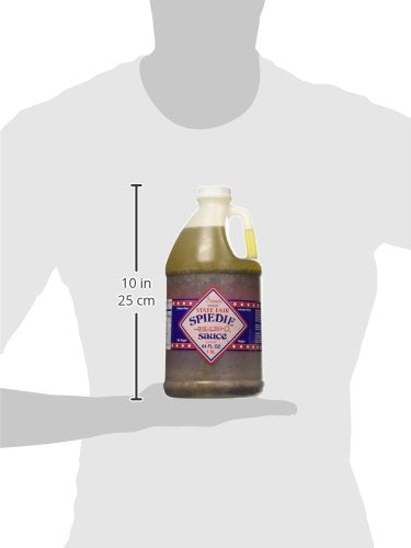 Pouring Salamida Spiedie Original Sauce over skewers for flavorful barbecue