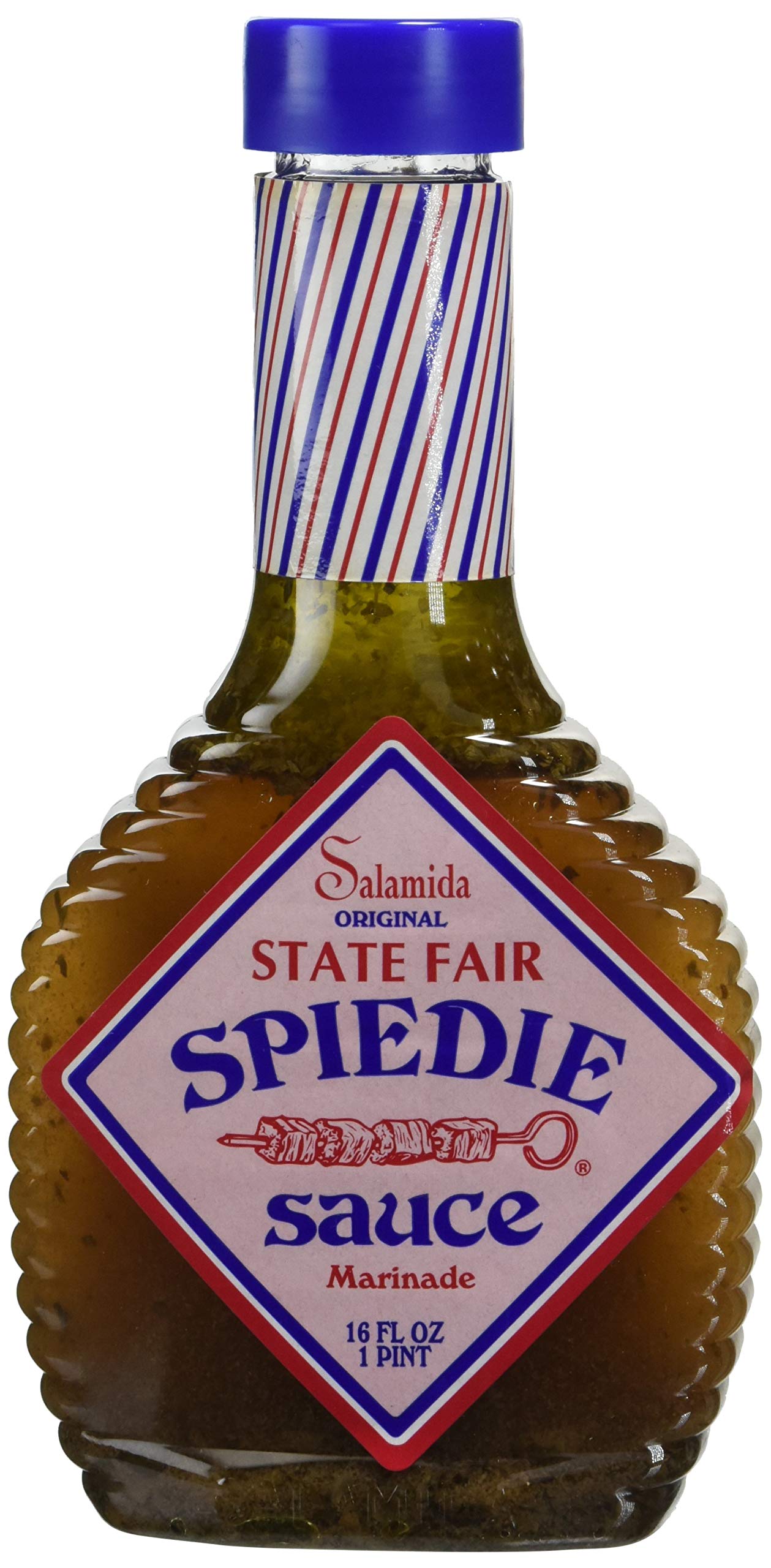 Salamida Spiedie Original Sauce two-pack bottles, a versatile gluten-free marinade for meats and vegetables.