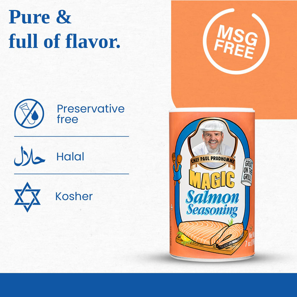 Salmon Magic packaging two-pack emphasizes convenient pantry prep.