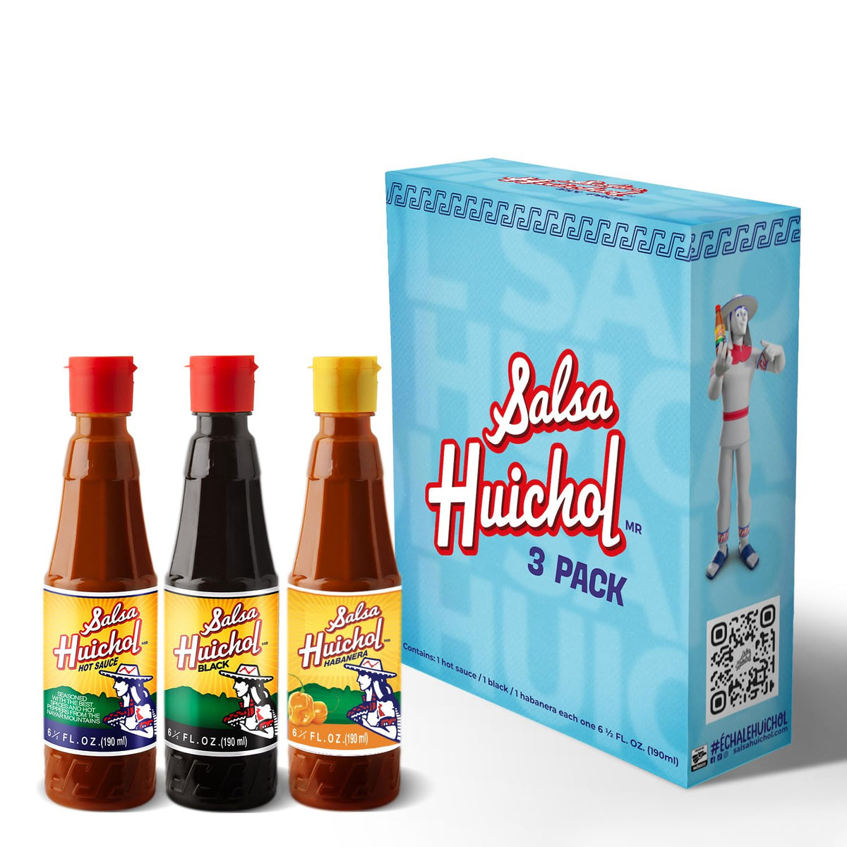 Salsa Huichol Original bottle enhances tacos with bright, authentic Mexican flavor.