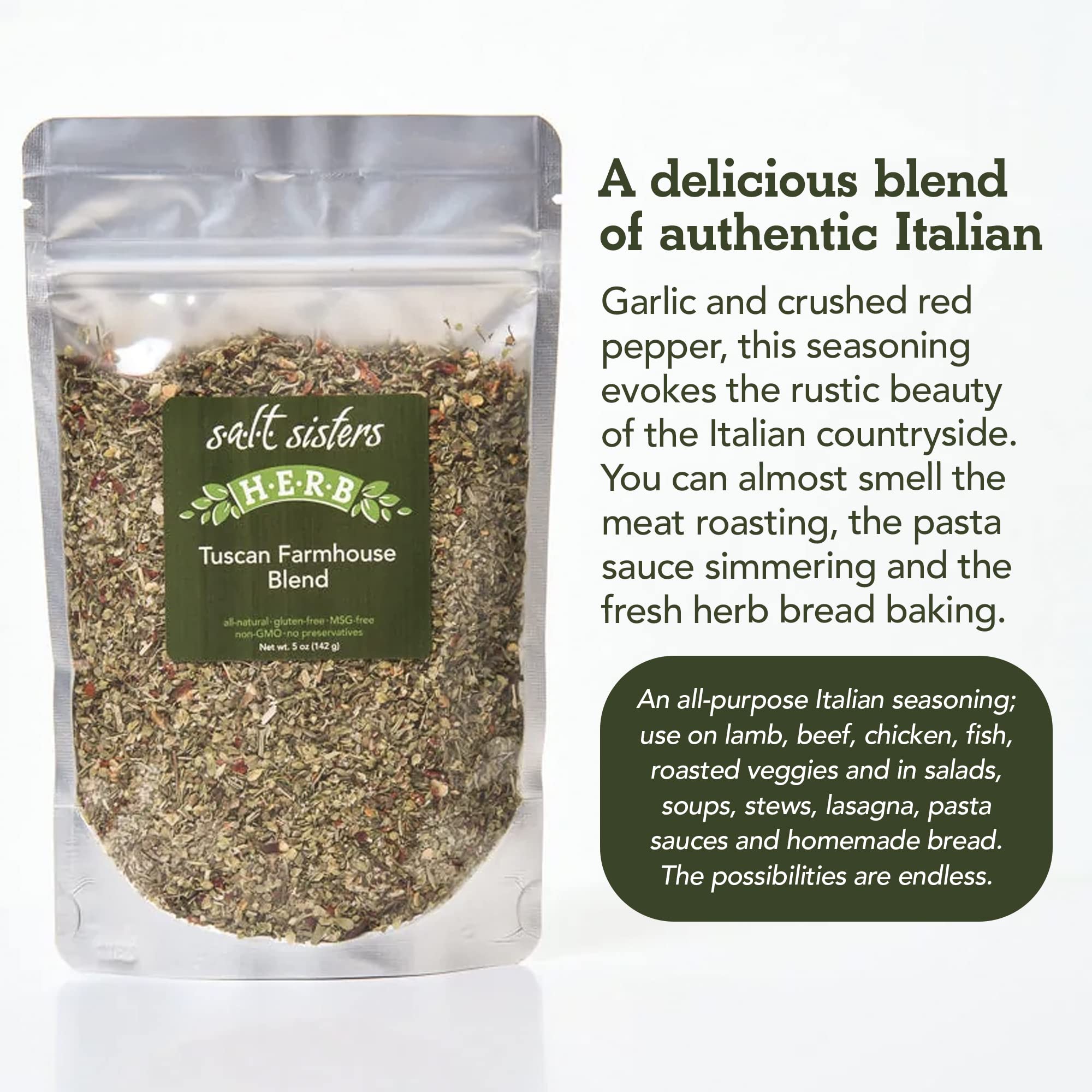 Salt Sisters Tuscan Farmhouse Sea Salt Blend on roasted vegetables for aroma