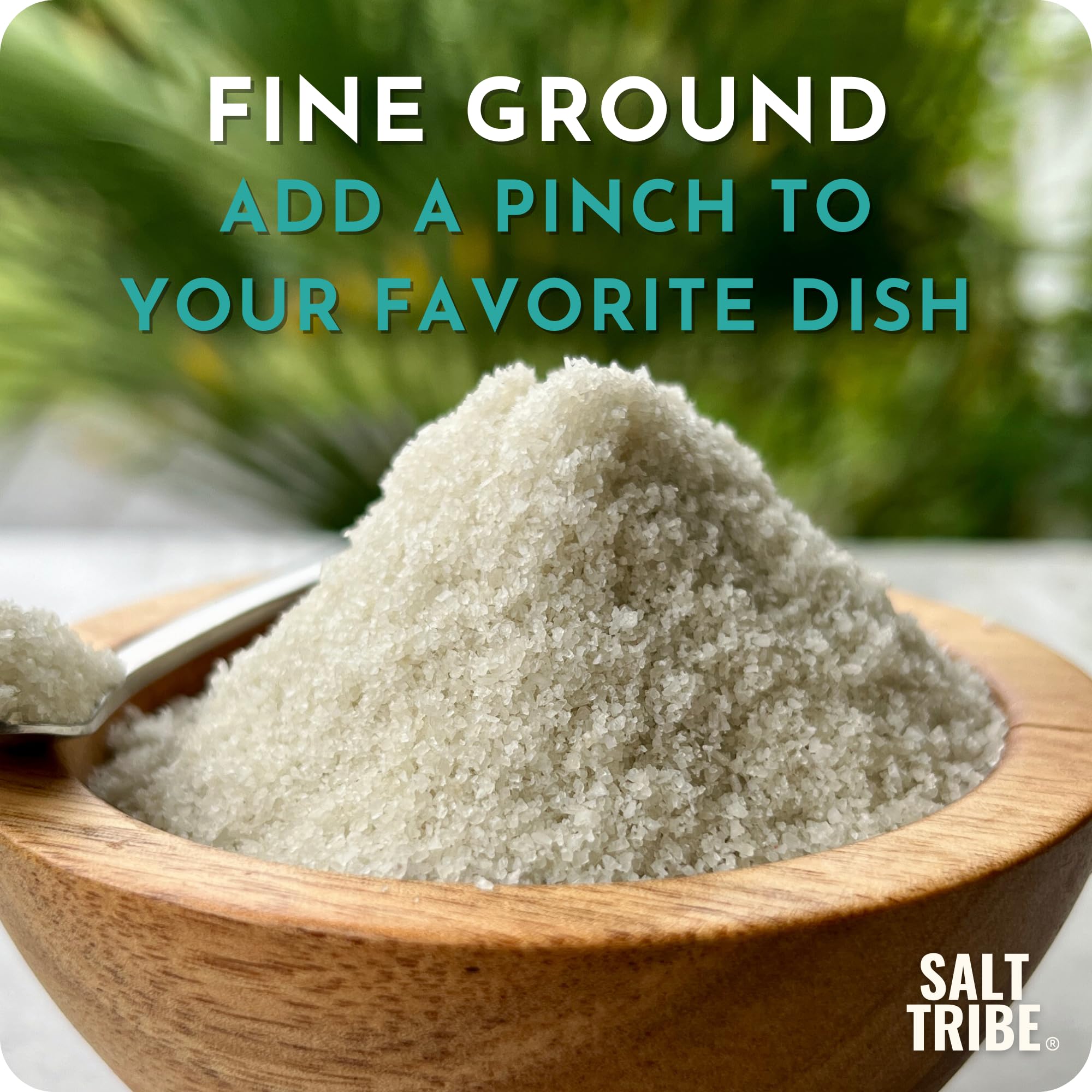 Salt Tribe fine-ground-grey-salt emphasizes delicate texture and even seasoning.