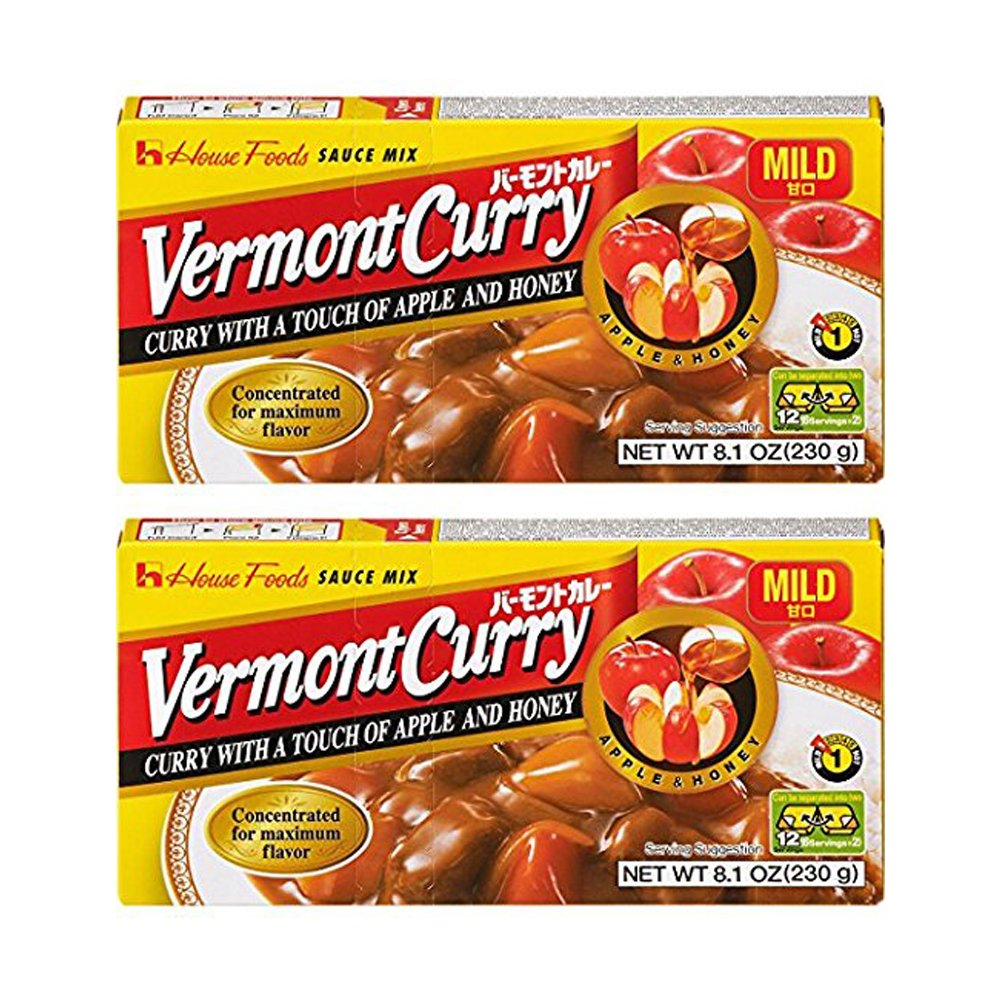 Two-pack Vermont Curry Mild from Salthouse Peppermongers, box front, ideal for quick family dinners.