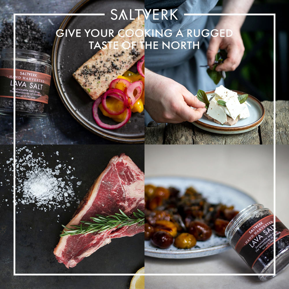 Saltverk Arctic Thyme Sea Salt jar adds herbal brightness to seafood.