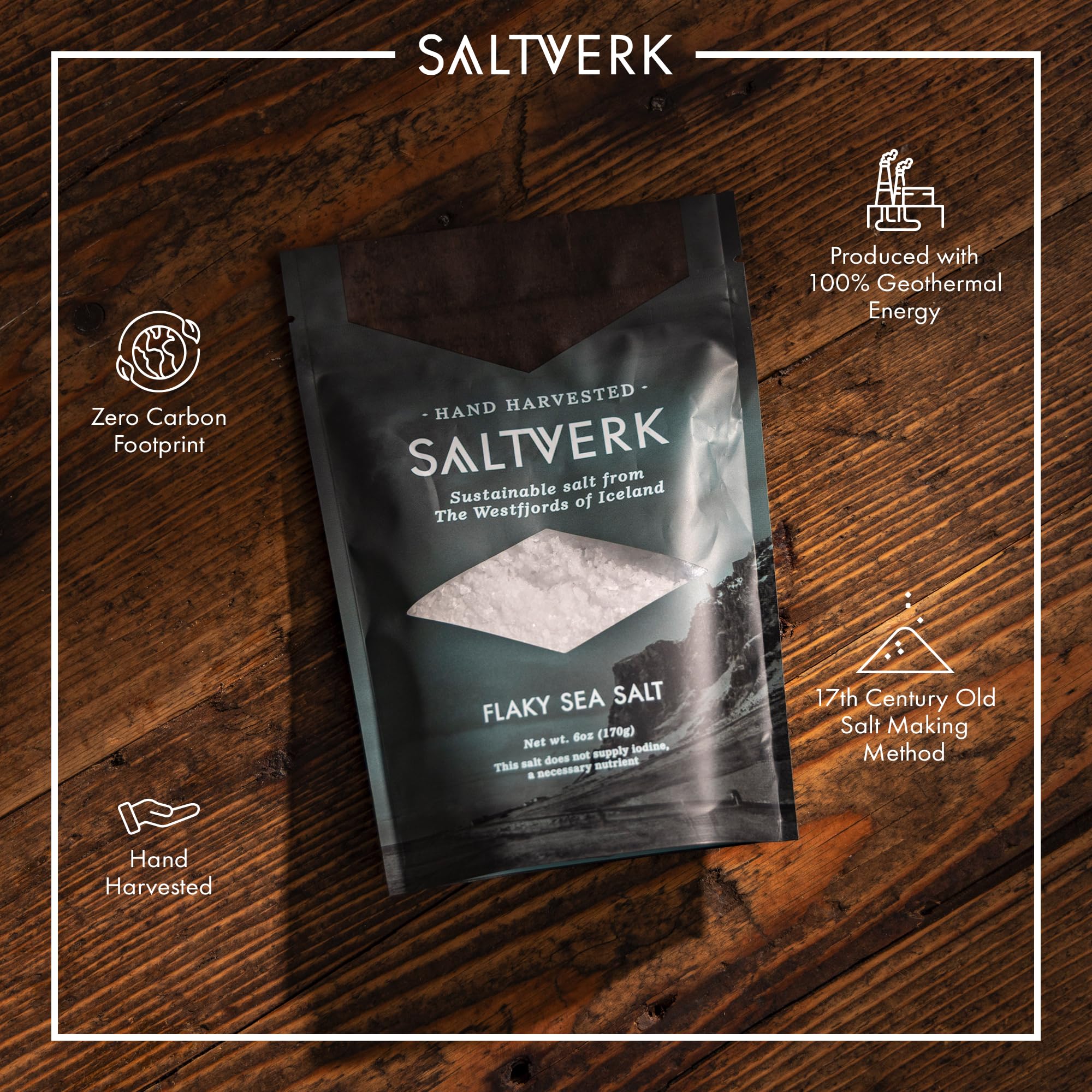 Saltverk crystal flakes closeup reveals crisp texture ideal for finishing