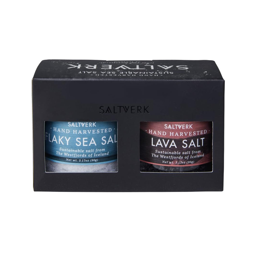 Saltverk Flaky Salt pack showing delicate crystals for finishing dishes.