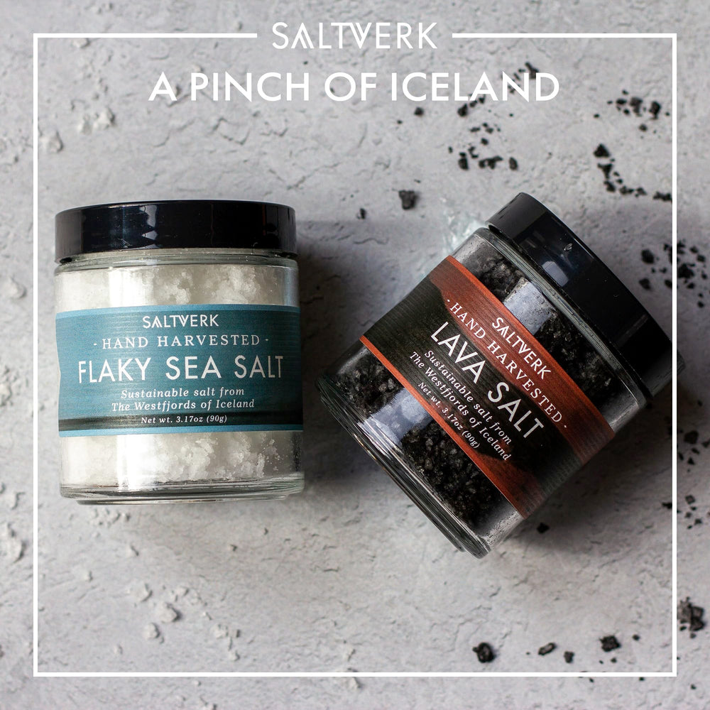 Saltverk Icelandic sea salts hand harvest imagery and sustainable craft.