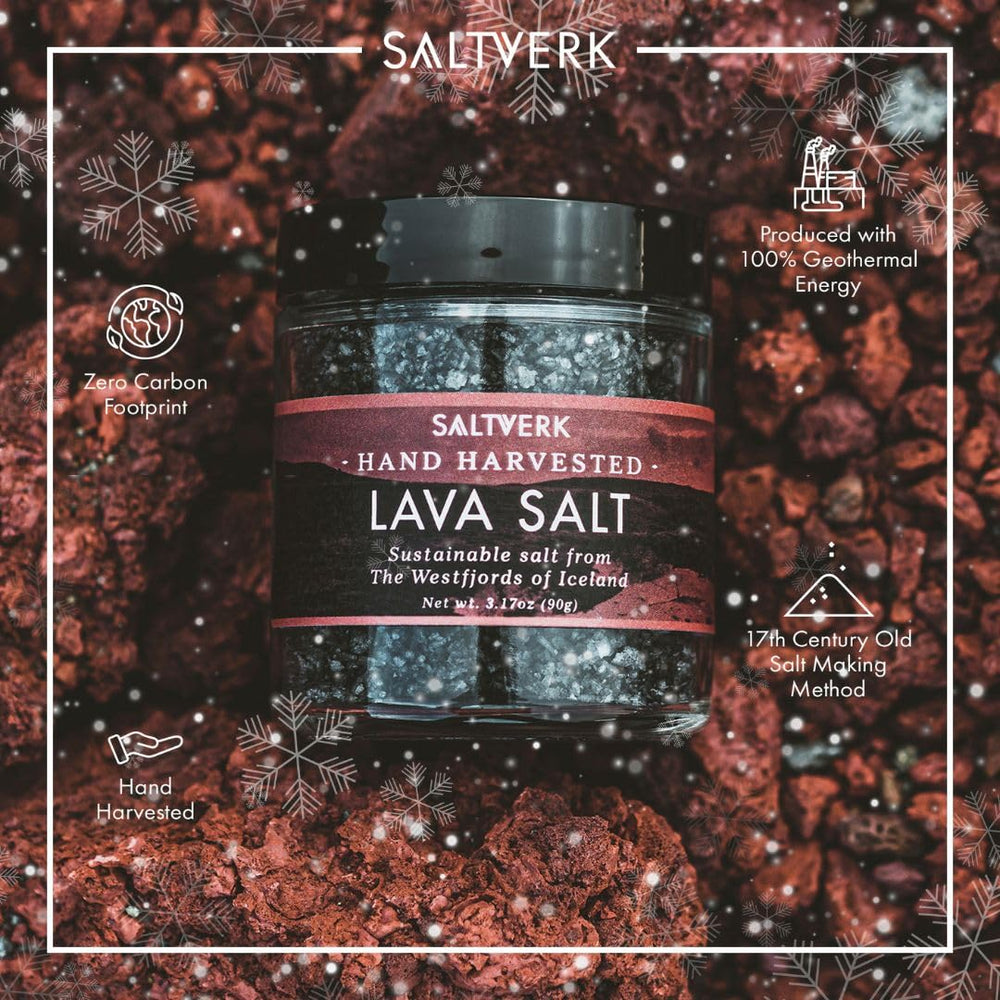 Saltverk Lava Salt on meat enhances savor without bitterness.