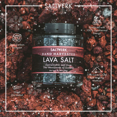 Saltverk Lava Salt on meat enhances savor without bitterness.