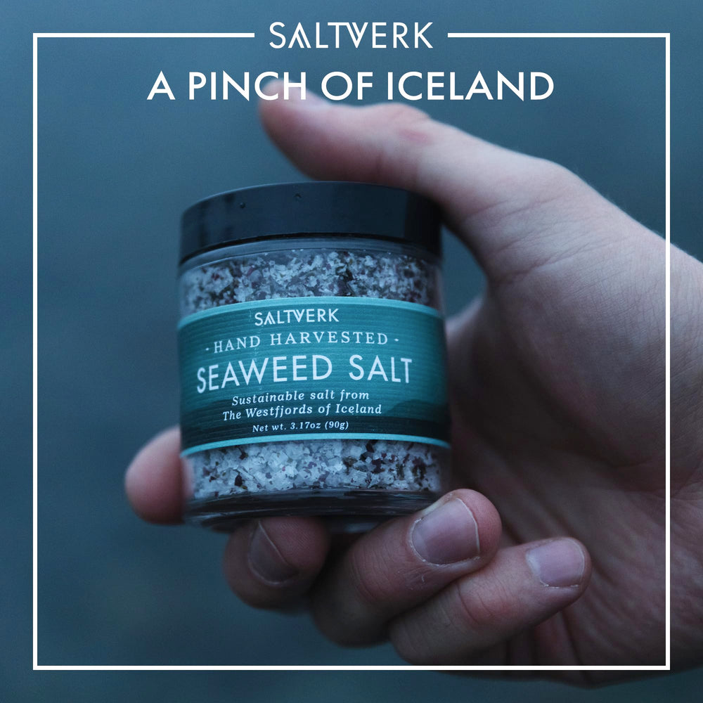 Saltverk seaweed salt finishing touch on soup highlights depth.