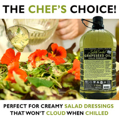 Salute Santé grapeseed oil gallon container—great value for home cooks.
