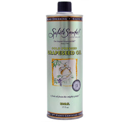 Salute Santé grapeseed oil bottle on counter showing neutral flavor for crisp textures