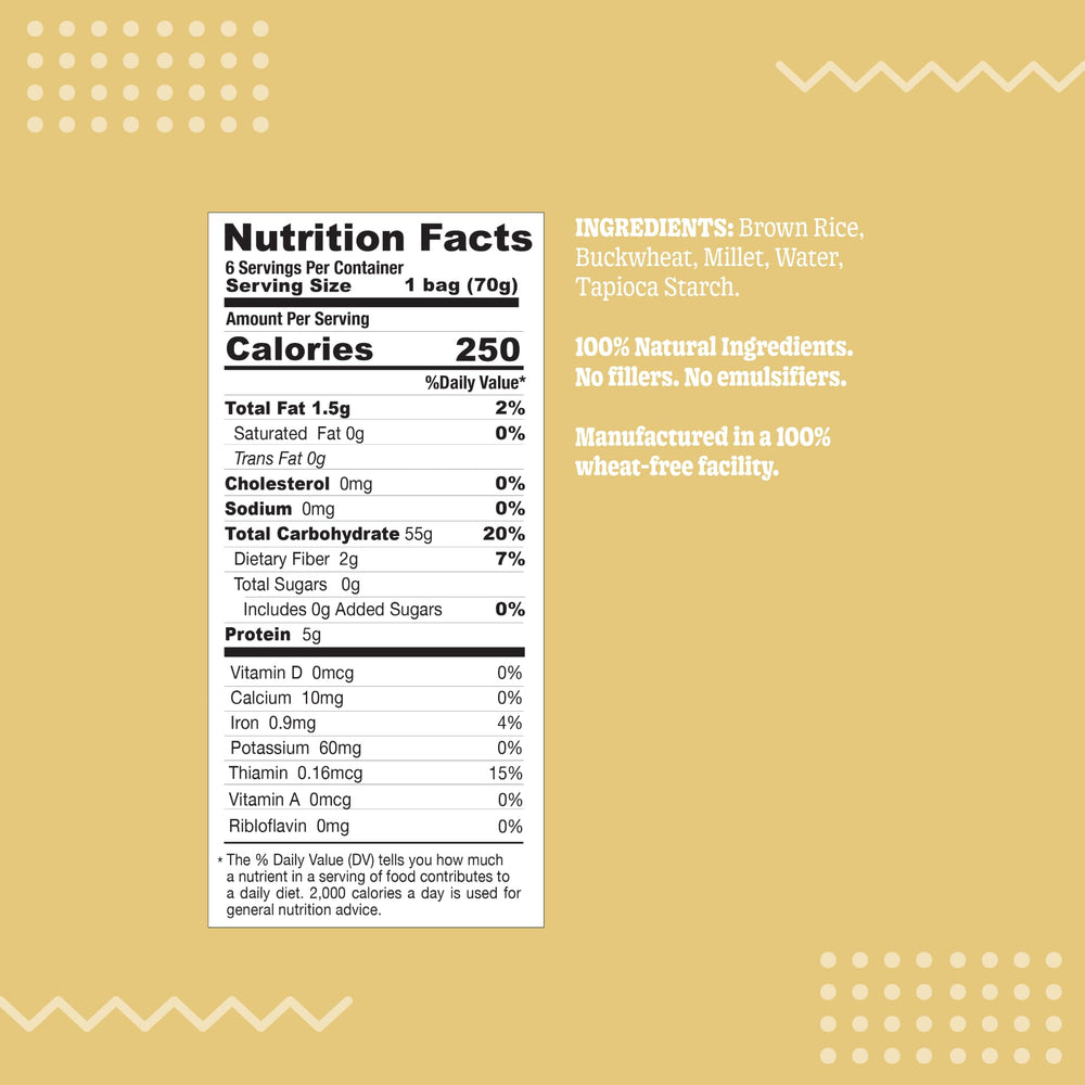 SAMABILA Multigrain Ramen packaging close-up highlighting natural ingredients.