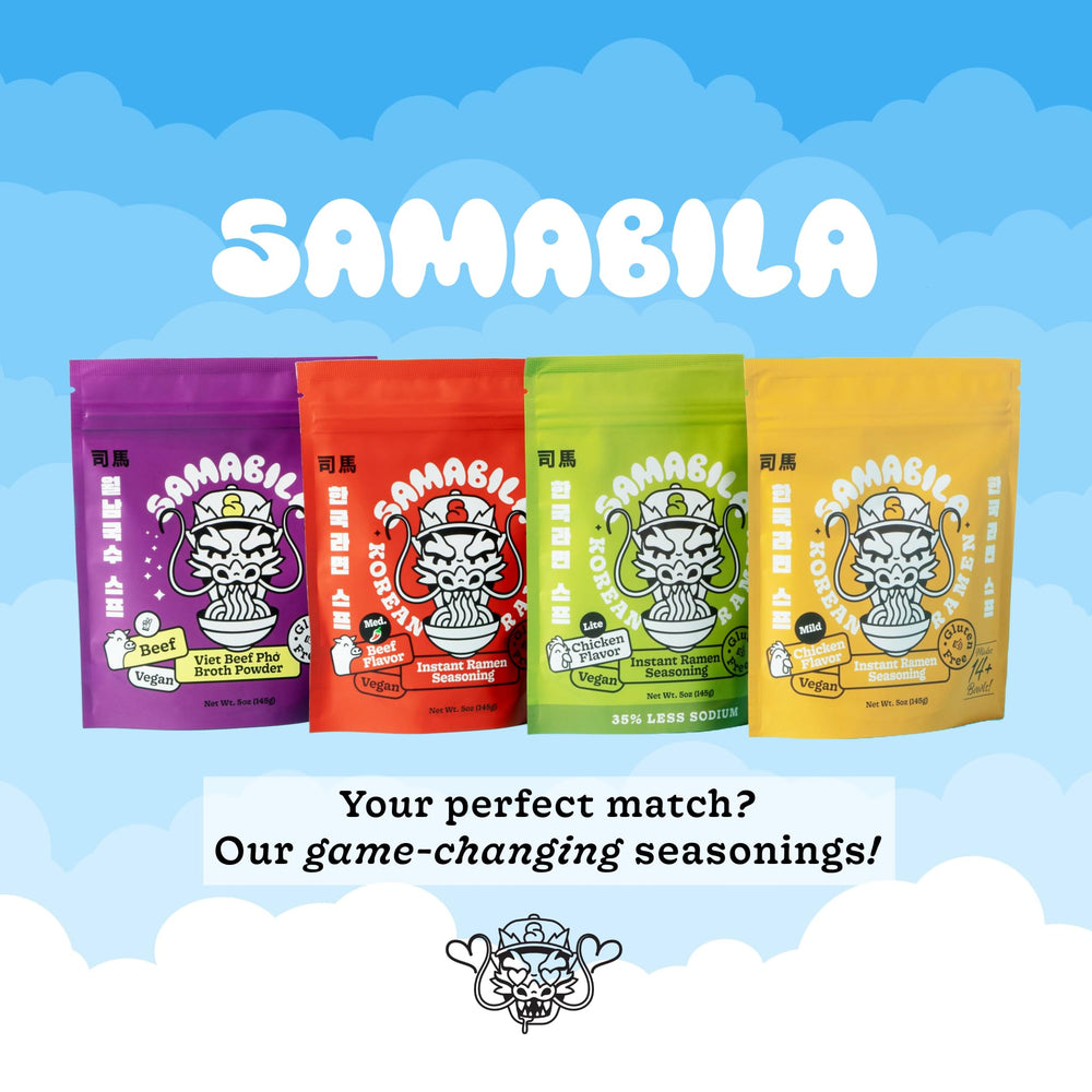 SAMABILA Multigrain Ramen shelf lifestyle shot suggests quick weeknights.