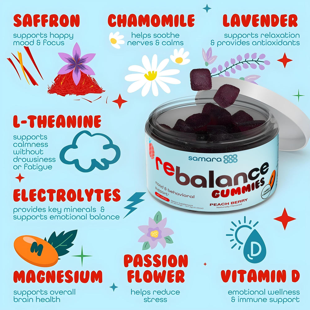 Samara 888 saffron kids gummies flavor-berry appealing and kid-friendly.