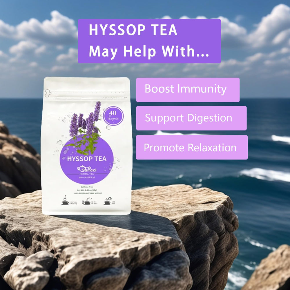 Iced Samcci Hyssop Tea in glass highlights refreshing, versatile flavor.