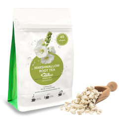 SAMCCI Marshmallow Root Tea packaging highlighting natural ingredients and purity
