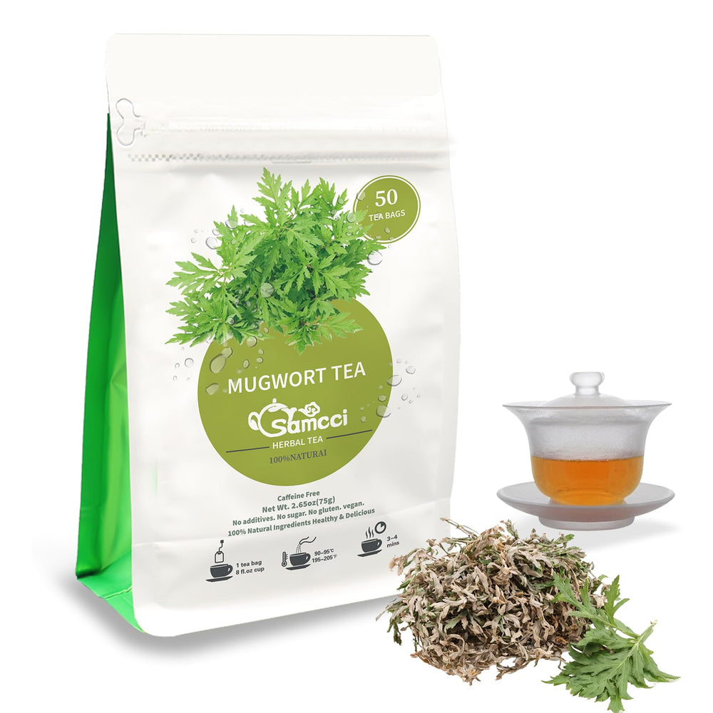 Samcci Mugwort Tea Bag package showing premium natural leaves for a calming ritual