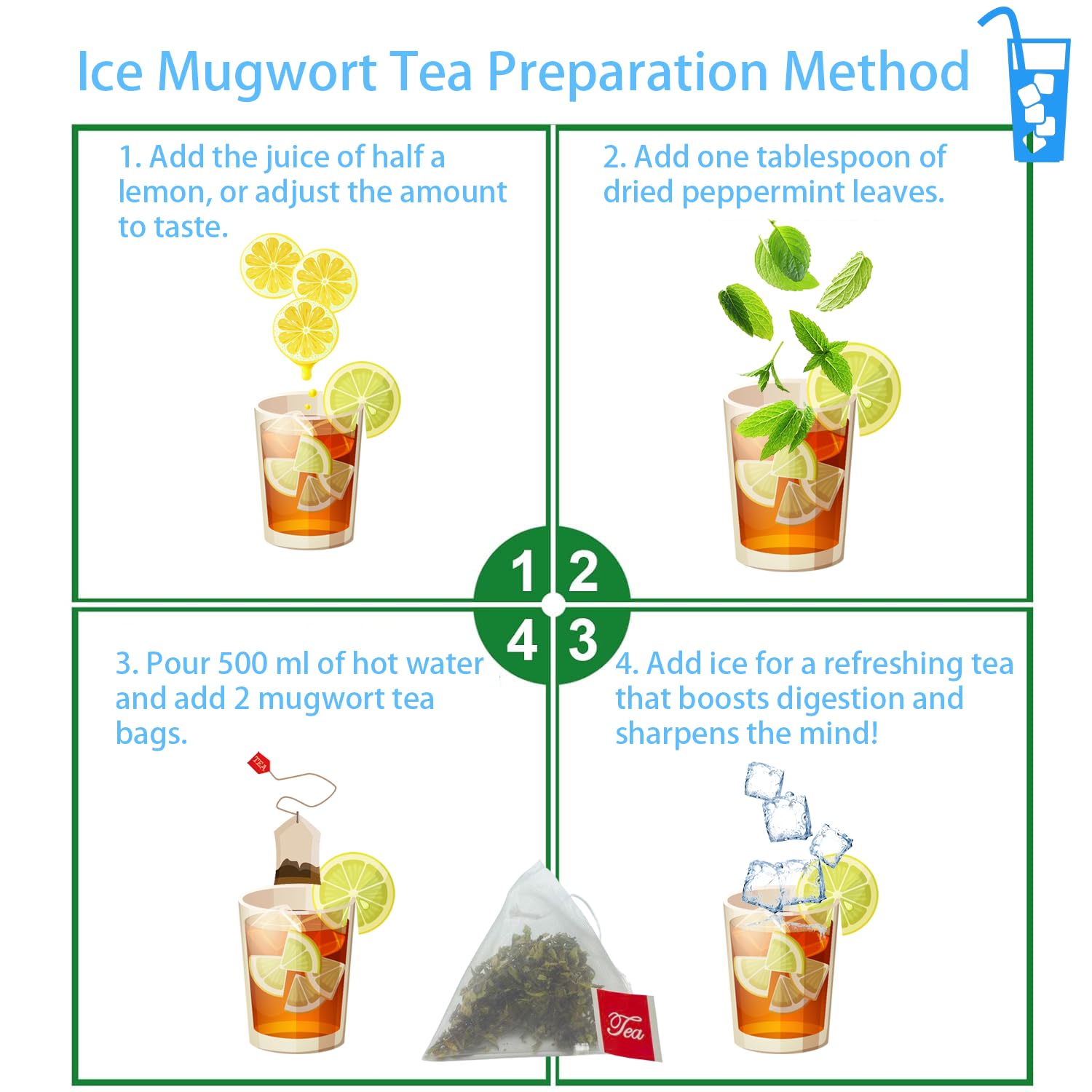 Samcci Mugwort Tea Bags in brewing setup for easy preparation