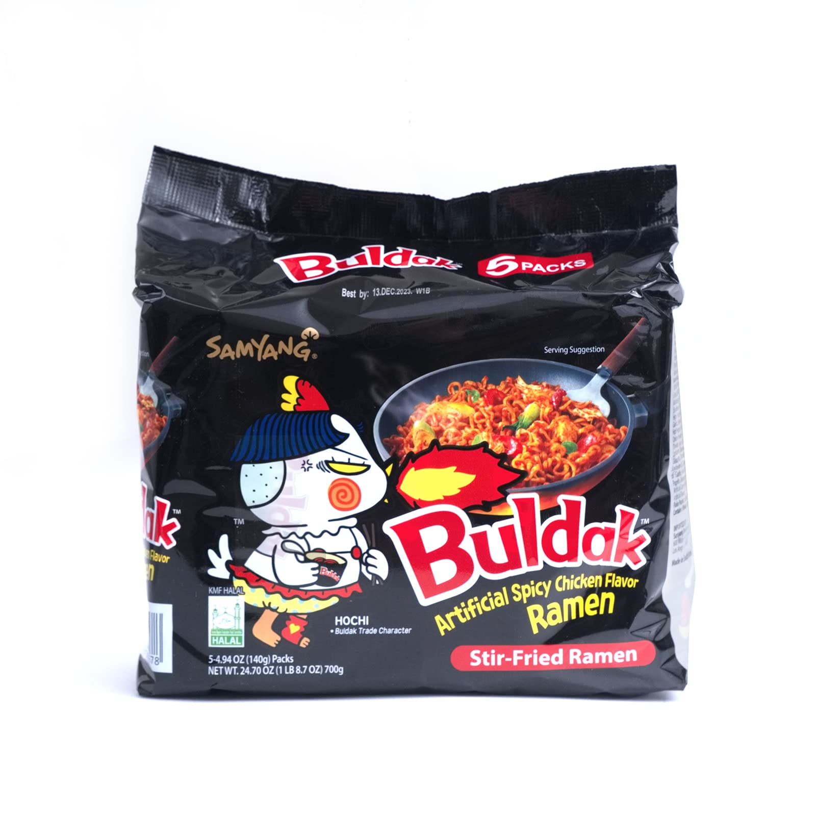 Sauce packet of Samyang Buldak hot chicken spicy ramen with intense aroma