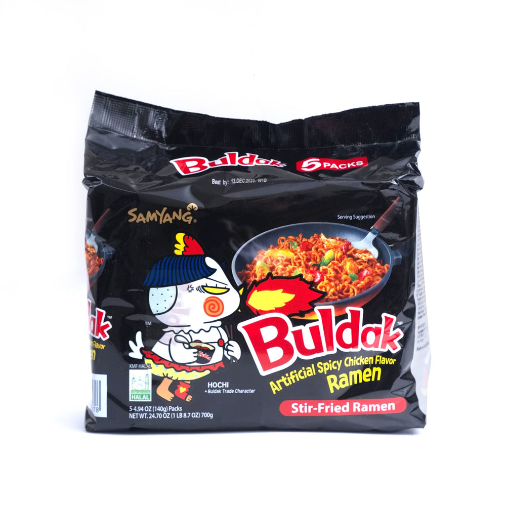 Sauce packet of Samyang Buldak hot chicken spicy ramen with intense aroma