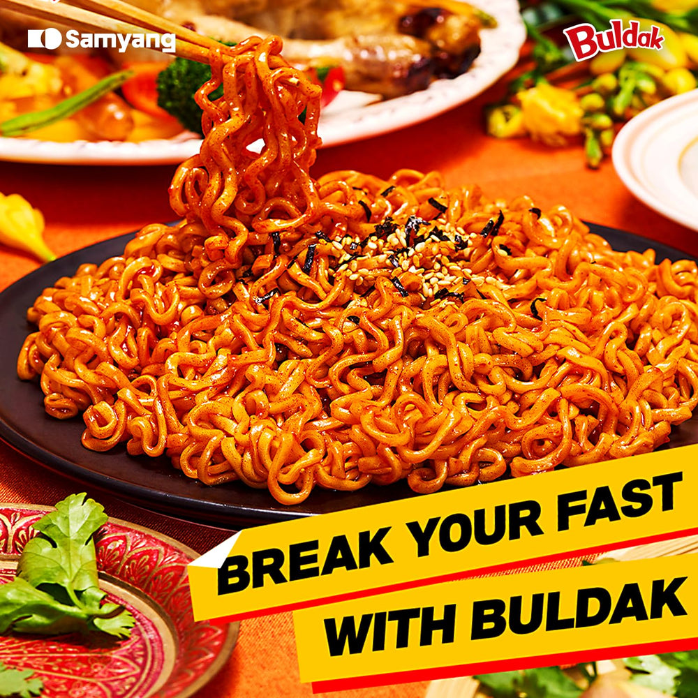 SAMYANG Buldak noodles served hot for a bold, shareable meal.