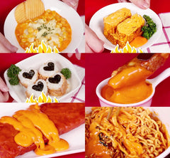 Serving idea with Samyang Bulldark mayo drizzled over dish for fusion flavor.