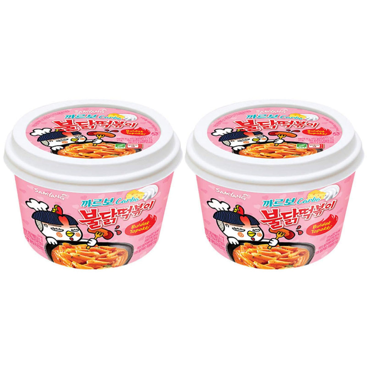 Samyang Carbo Buldak 2-pack front view for quick weeknight dinners.