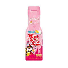 Samyang Carbo Buldak bottle being poured adds smoky heat to meals