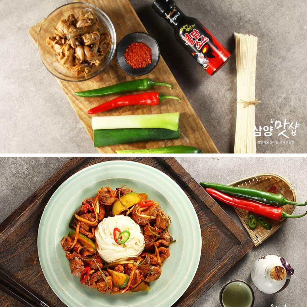 Samyang Carbo Buldak sauce packet ready to create a fiery glaze.
