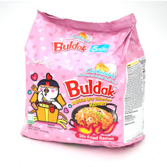 Samyang Carbonara Buldak noodles pack-5: bold noodles for a fiery, share-worthy meal.
