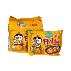 Samyang Cheese Buldak ramen hero image showing bold spice and chewy texture