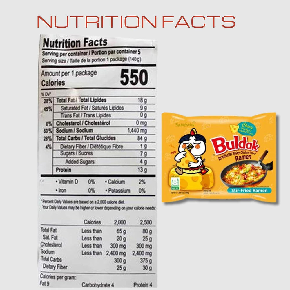 Samyang Cheese Buldak ramen 5-pack side-angle image highlights bulk value for gatherings