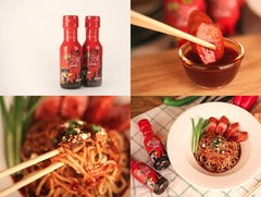 Samyang Bulldark sauce served with noodles for a fiery finish