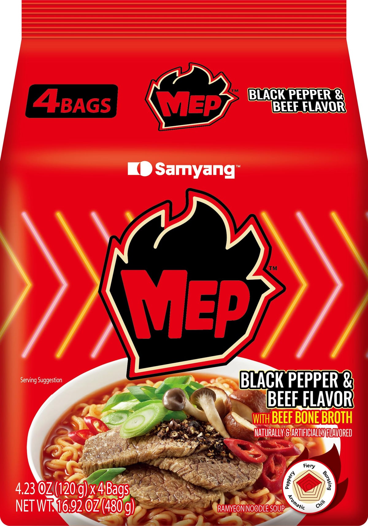 Samyang MEP black pepper beef ramen pack for quick weeknight dinner option